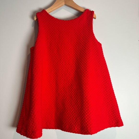 Handmade Sleeveless Dress Red w Bow & Lamb Buttons - Picture 3 of 4